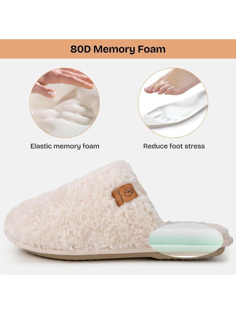 Women's Cream White Fuzzy Warm Cozy Soft Lightweight Memory Foam Indoor Slippers - Picture 4 of 6